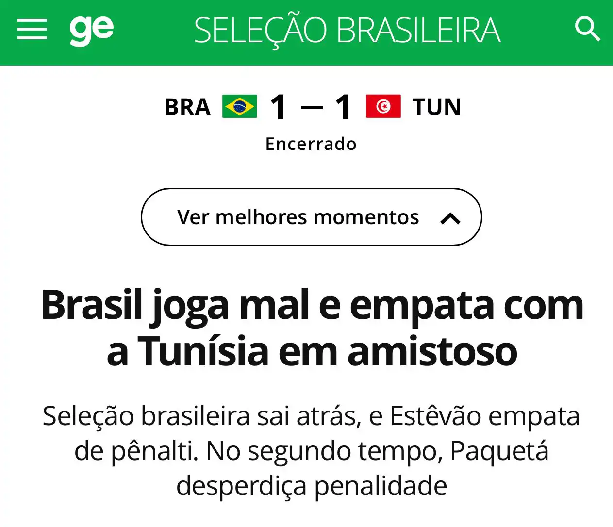 تعليق الصحف البرازيلية على أداء منتخب تونس