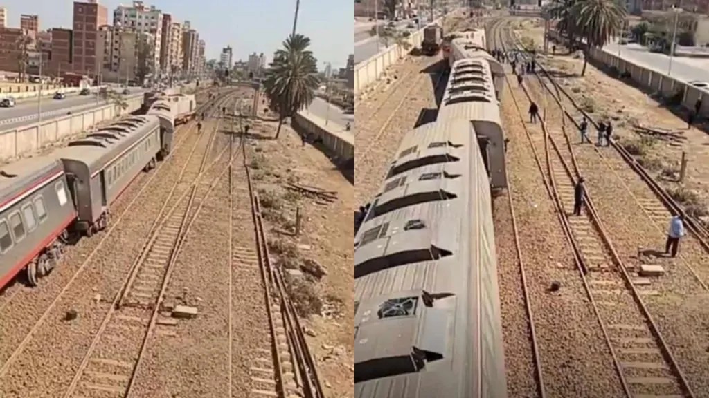 سبب حادث قطار طنطا قبل وصوله للمحطة الرئيسية 3 انقلاب قطار بخط طنطا