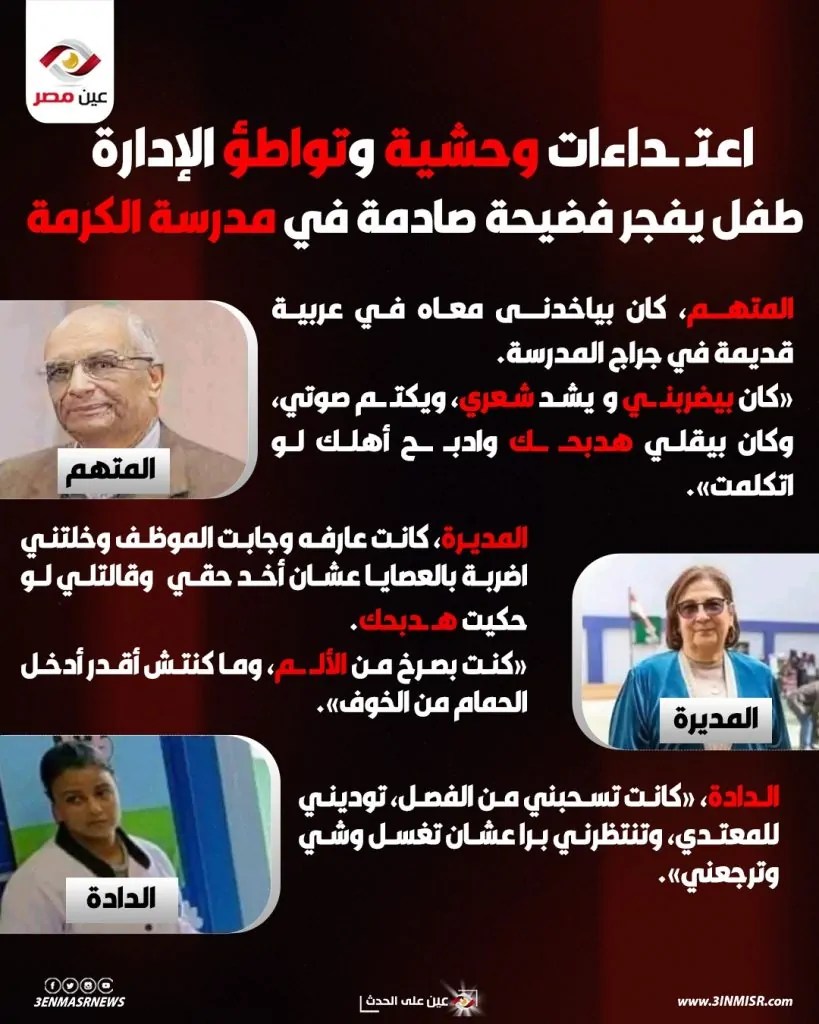 مسلسل لام شمسية يتحول الى واقع تفاصيل واقعة الاعتداء على طفل بفعل مشين داخل مدرسة خاصة بالبحيرة والتعليم تكشف مفاجأة وتصدر بيان 3 واقعة الاعتداء على طفل داخل مدرسة