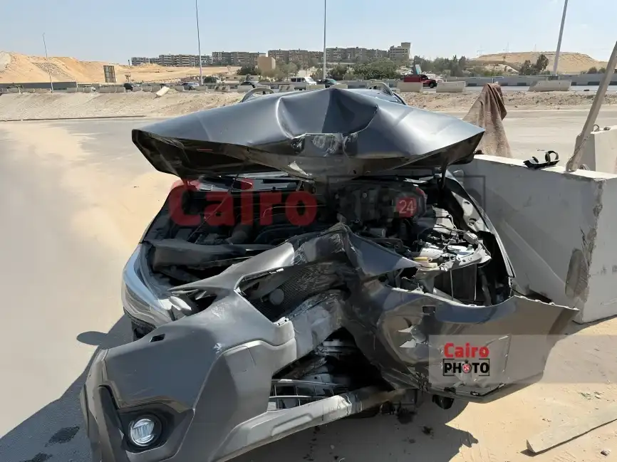 صور سيارة الفنان أحمد السقا بعد الحادث