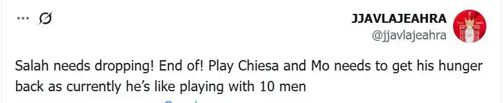 تعليق جماهير ليفربول على أداء محمد صلاح أمام مانشستر سيتي