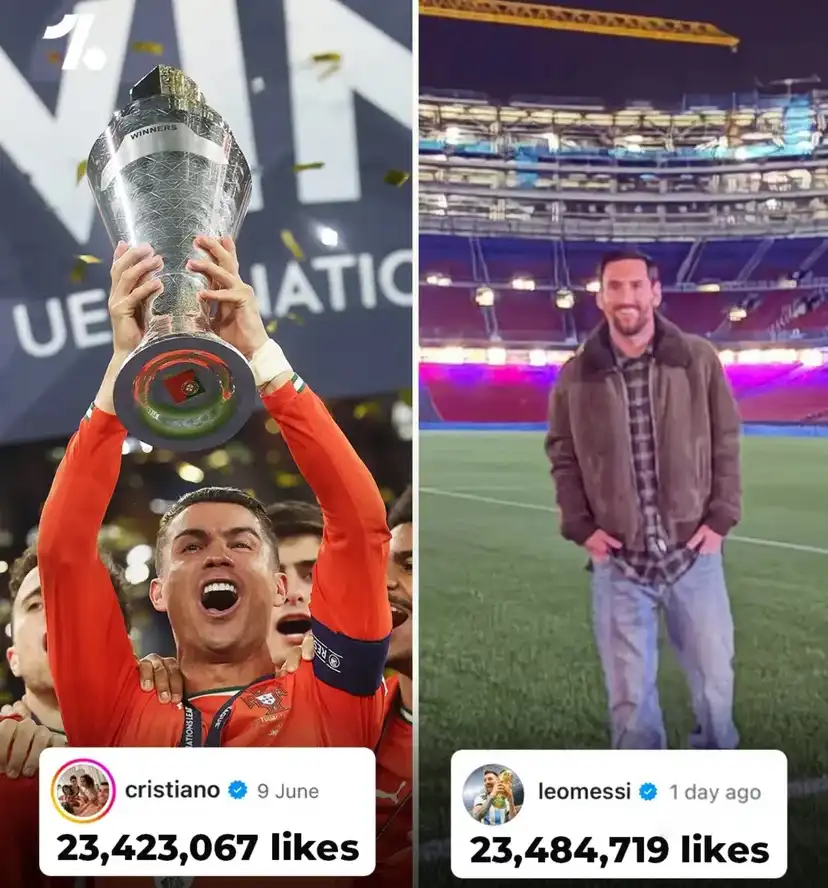 مقارنة صورة ميسي مع صورة رونالدو بعد حصد الأمم الاوروبية