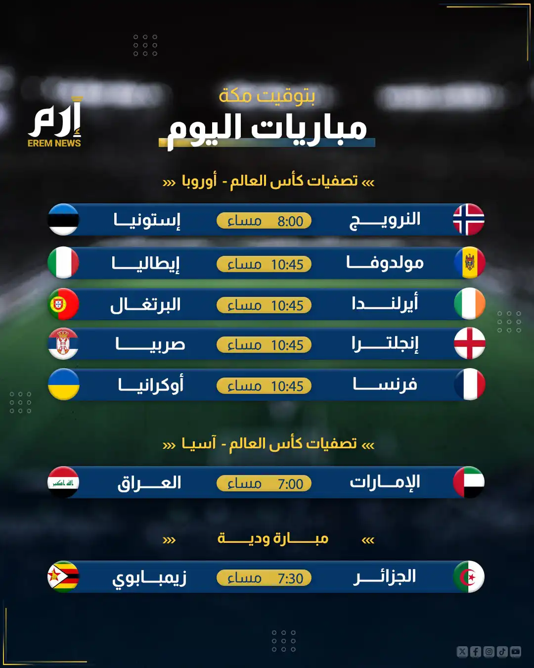 مواعيد مباريات اليوم الخميس