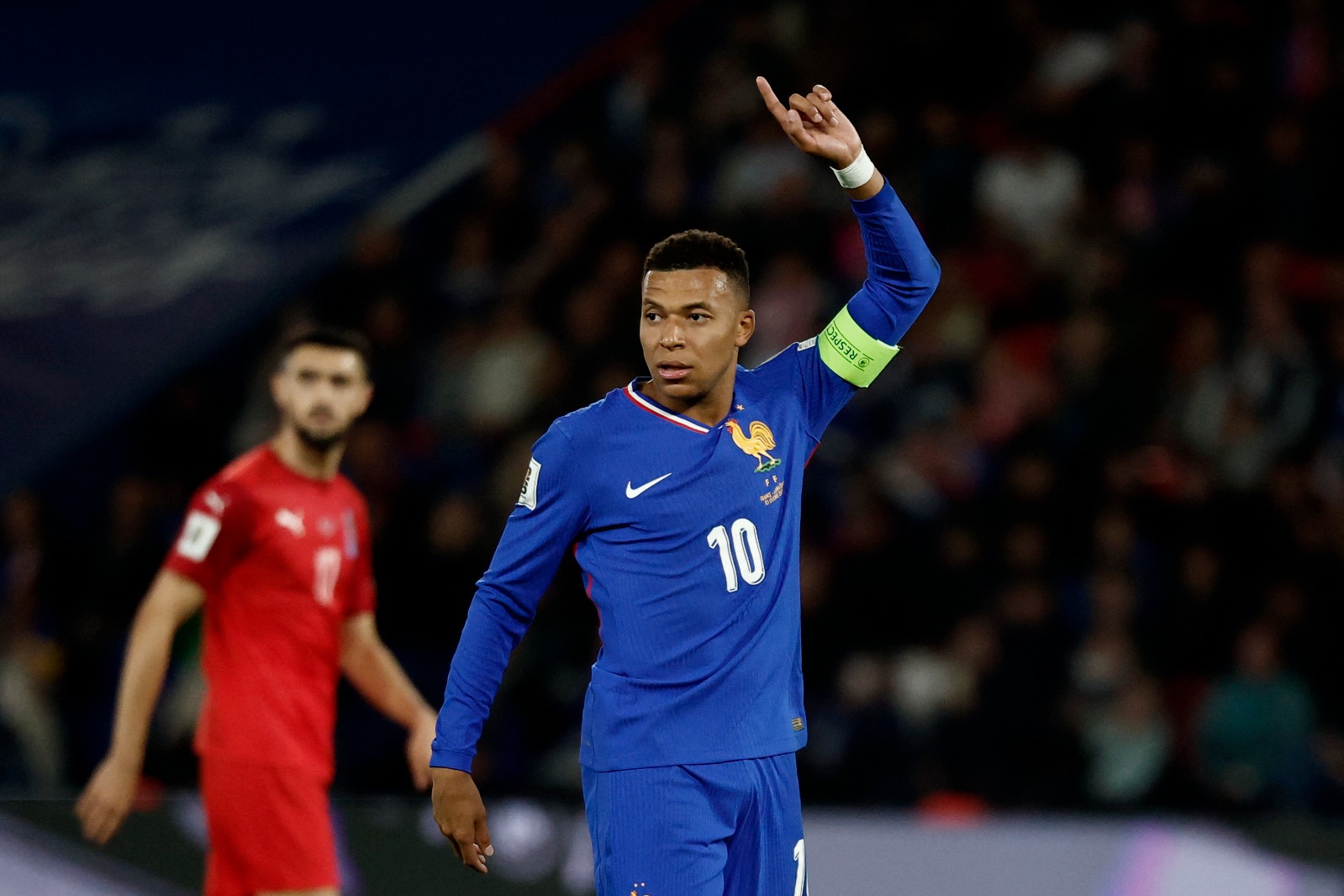 كيليان مبابي قائد منتخب فرنسا خلال مواجهة أذربيجان في تصفيات كأس العالم 2026 - 10 أكتوبر 2025