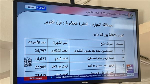 نتائج انتخابات محافظة الجيزة – الدائرة العاشرة : أول أكتوبر