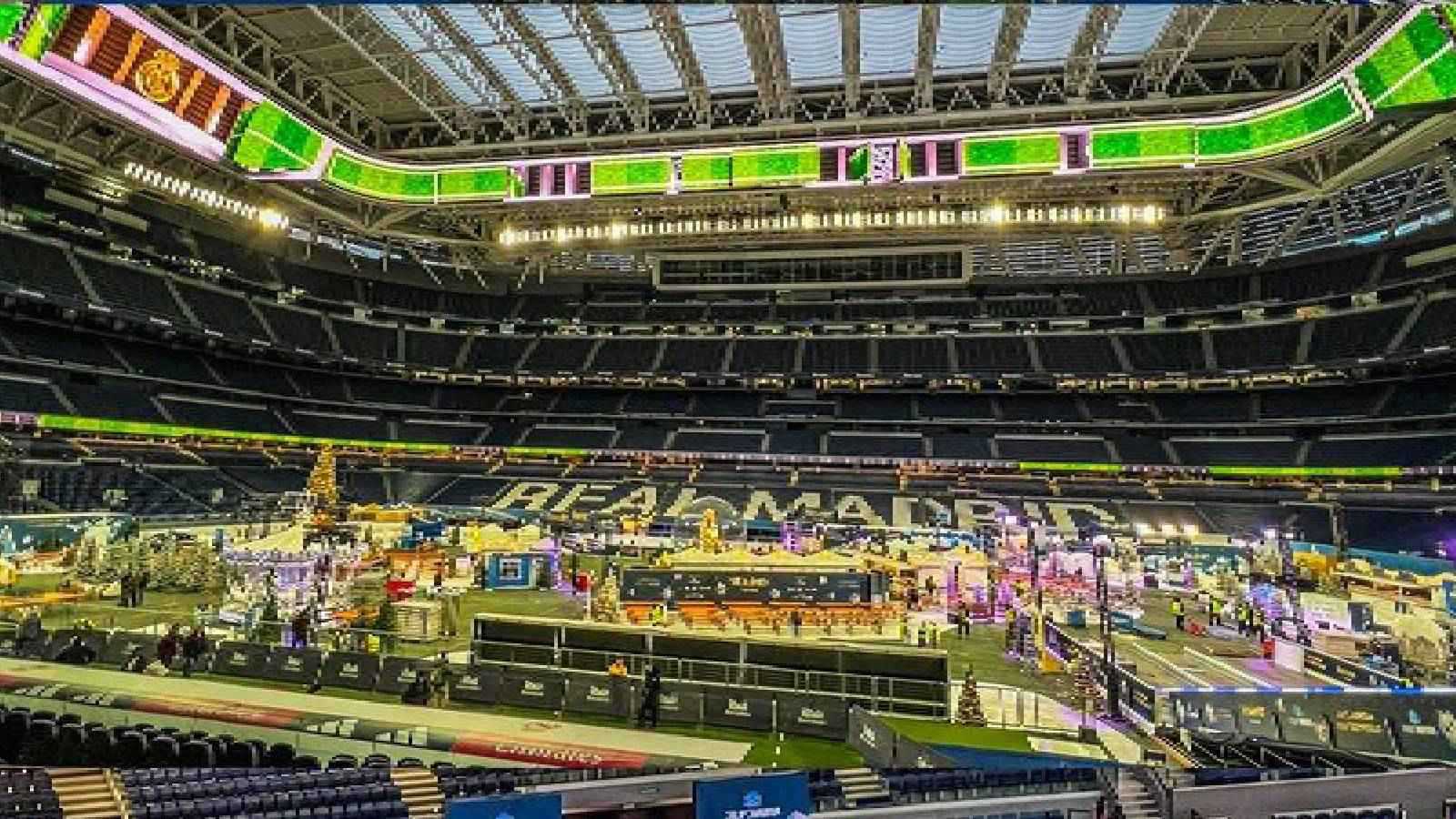 ريال مدريد يحوّل ملعبه إلى ساحة احتفالات بأعياد الميلاد (فيديو)