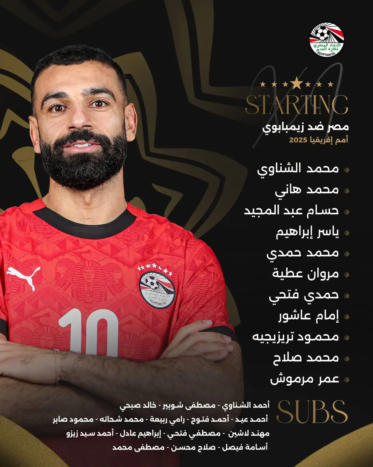 تشكيل منتخب مصر لمواجهة زيمبابوي