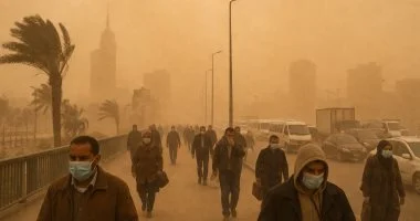 الأرصاد توصي بارتداء الكمامات في عدة محافظات بسبب استمرار الأتربة وانخفاض الرؤية الأفقية