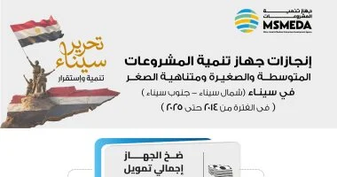 جهاز تنمية المشروعات يضخ 939 مليون جنيه لدعم وإقامة المشروعات الصغيرة في سيناء