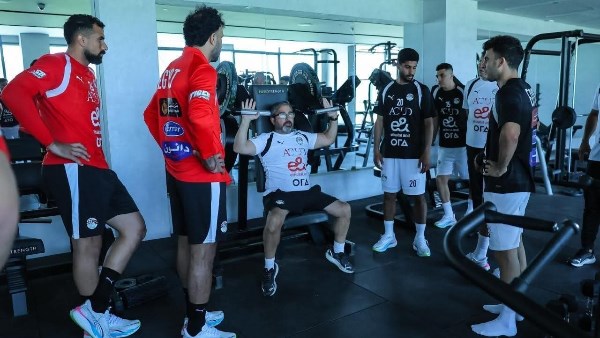 لقطات من تدريبات منتخب مصر في الجيم استعدادا لودية روسيا