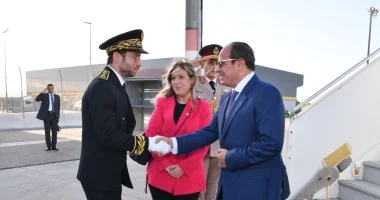 لحظة وصول الرئيس السيسى فرنسا للمشاركة في قمة مجموعة السبع