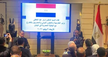 وزير الخارجية يلتقى بأعضاء الجالية المصرية فى اليابان